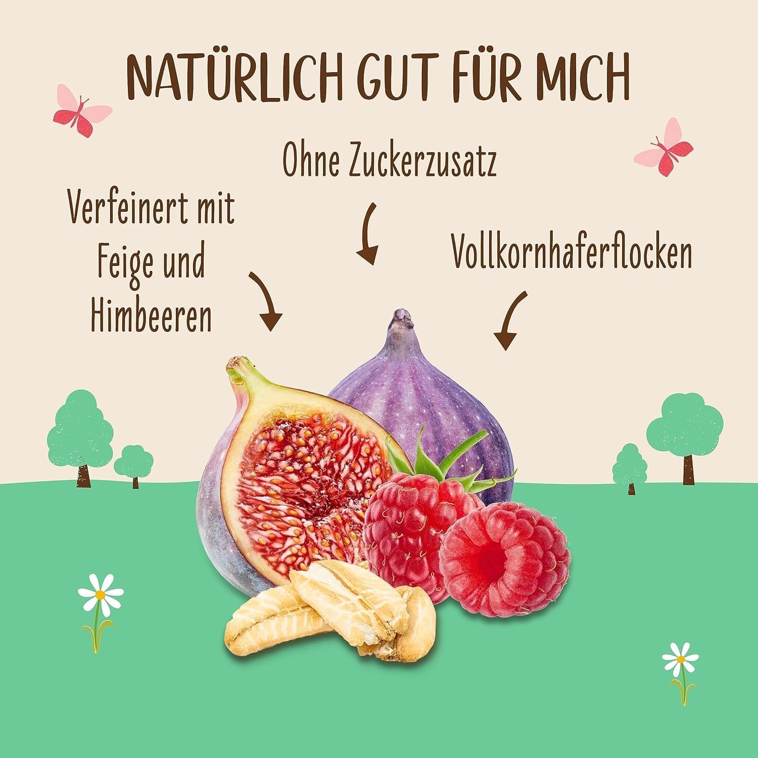 Terci de smochine și zmeură Allos neîndulcit | Terci fără zahăr | Muesli organic | Muesli cu fructe | Fulgi de ovăz | Terci de mic dejun | Cereale pentru micul dejun | Vegan | Pachet de 6 (6 x 500g)
