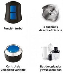 Ufesa BP4762 Vario 1450 Max Standmixer, Leistung 1400 W, 20 Geschwindigkeiten + Turbo, Edelstahlgehäuse Und 4 Klingen, Ergonomisches Und Spritzwassergeschütztes Design, Inkl. Zubehör, Bpa-Free Kitchen Naty Shop