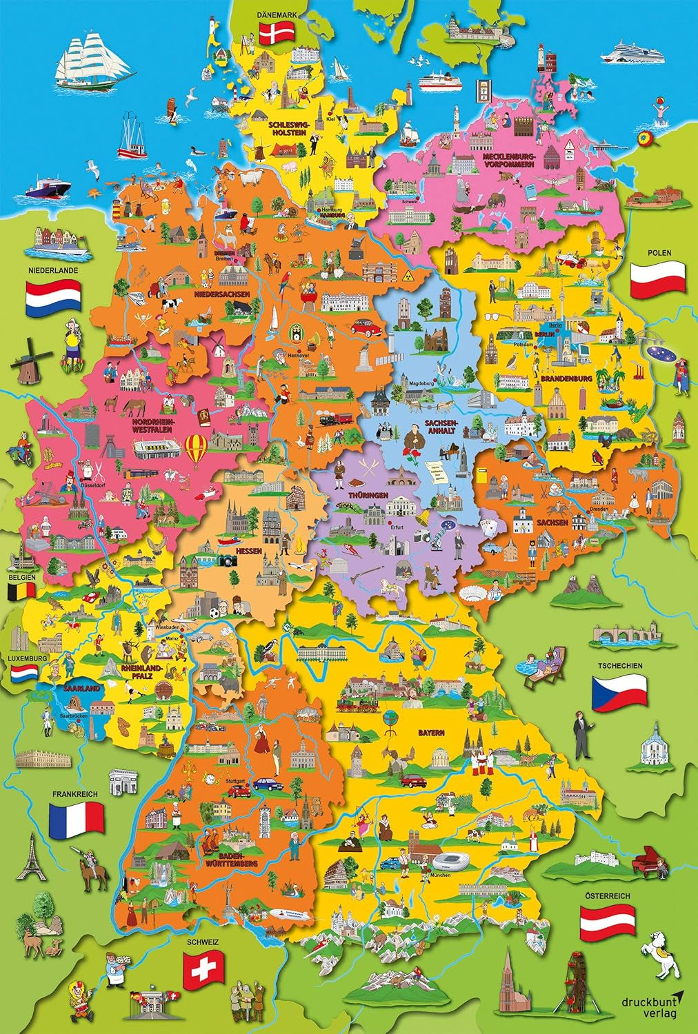 Harta Germaniei cu imagini (puzzle pentru copii) Puzzle Naty Shop