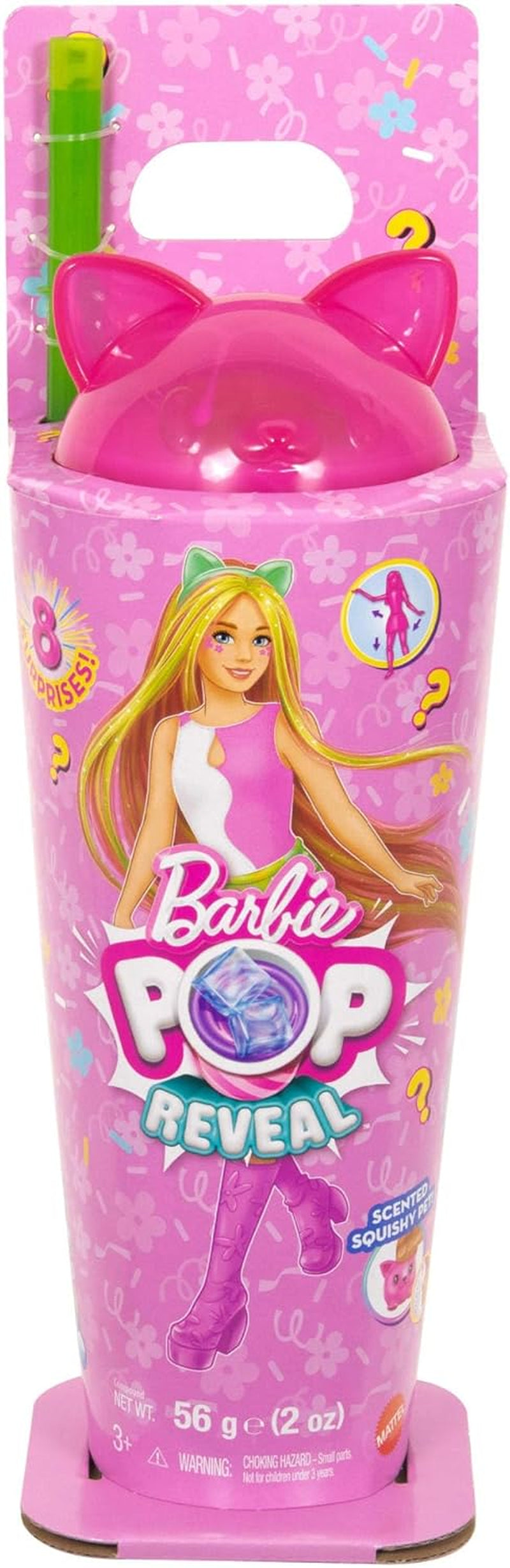 Barbie Pop-Reveal-Set aus Puppe und Accessoires, Shakes-Serie, duftende helle Häschen-Modepuppe & Haustier, mit 8 Überraschungen inklusive Farbwechsel, JCN88