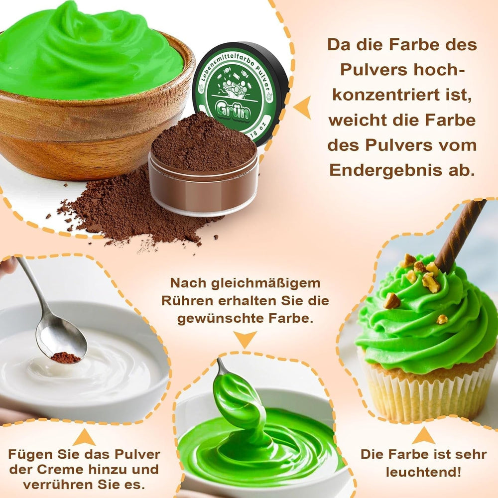 Colorant alimentar pudră – Set de 15 x 5g coloranți alimentari vibranți, coloranți alimentari foarte concentrați pentru decorarea prăjiturilor, macaroanelor, cremei de unt, gogoșilor, coptului, slime-ului – Vegan, sigur