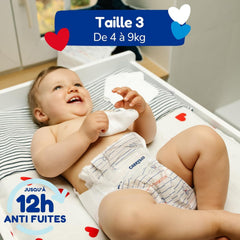 - Scutece, mărimea 3 (4-9 kg) – sănătoase și extrem de absorbante – etanșe 12 ore – fără substanțe nedorite – fabricate în Franța – preț accesibil – 150 de scutece de unică folosință