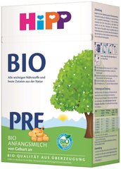 Lapte pentru sugari organic HiPP PRE (4 x 600g), de la naștere, conține doar lactoză ca și carbohidrat, de cea mai bună calitate organică