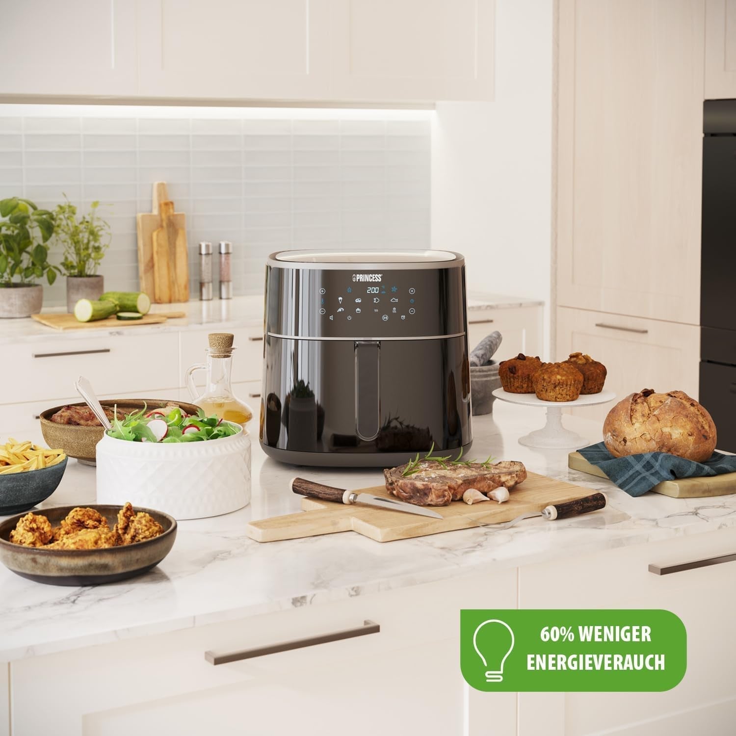 Princess Digital Hot Air Fryer - Capacitate variabilă a vasului - 8 litri maxim - 6 programe presetate Electrocasnice Naty Shop