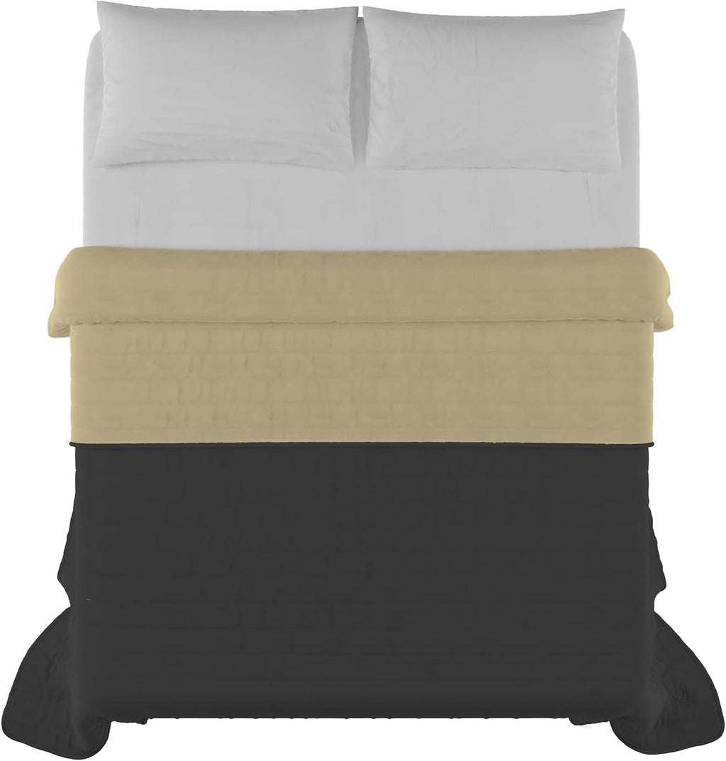 Lenjerie de pat italiană Estivo pat dublu, microfibră, castan/gri, 260 X 270 Cm Plapumi si pilote Naty Shop