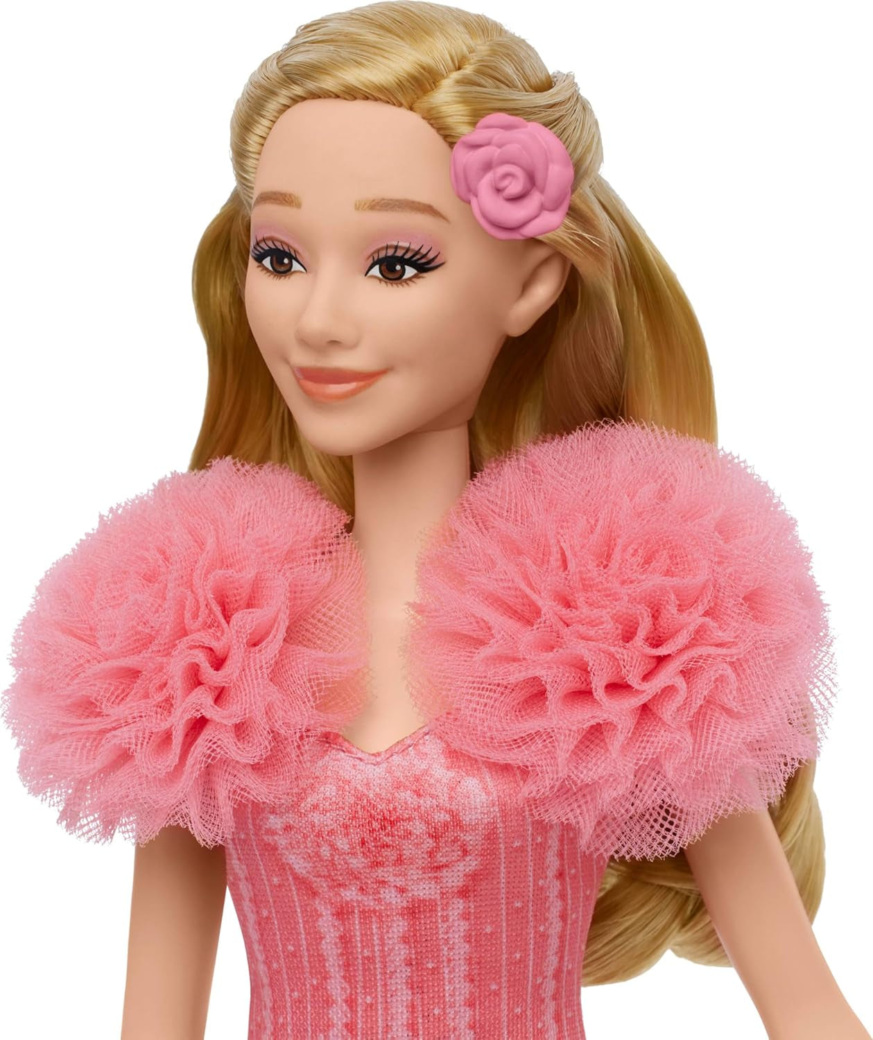 Mattel Singende Glinda-Modepuppe aus Wicked und Accessoires, beweglich und mit vom Film inspiriertem Look sowie abnehmbarem Outfit, singt Heißgeliebt, JLG49, Pink