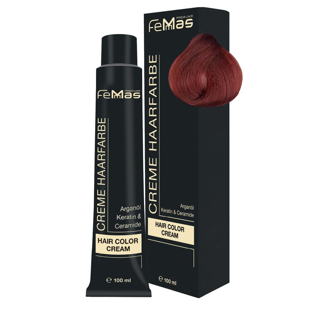 FemMas Hair Colour Pure & Mix Red I Cremă profesională cu ulei de argan, keratină și ceramide I Ca o vopsea de păr permanentă sau nuanță pentru rezultate radiante, de lungă durată I 100 ml
