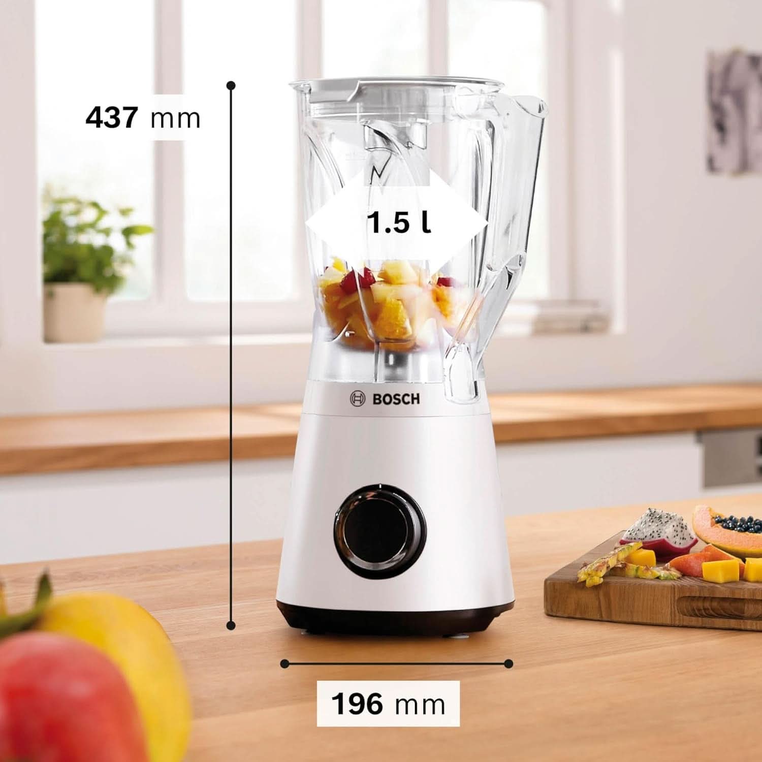 Standmixer Vitapower Series 4 MMB6141W, Hochwertige Edelstahl-Klingen, 1.5L Tritan-Mixbehälter, Spülmaschinengeeignete Teile, 30.000 U/Min, 1200 W, Weiß Mutter und Kind Naty Shop