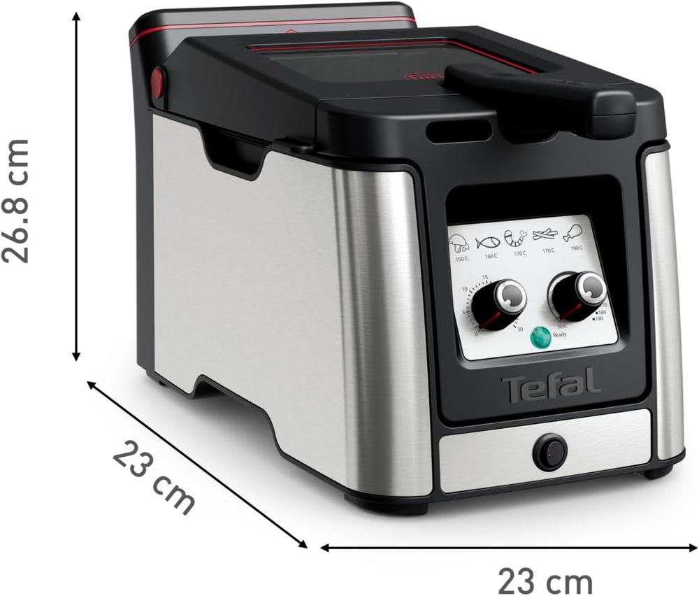 Tefal FR600D Clear Duo Fritteuse, Frittieren mit weniger Rauch und Gerüchen, 1,2 kg Fassungsvermögen, Thermostat, Timer, großes Sichtfenster ohne Nebel Haushaltsgeräte Naty Shop