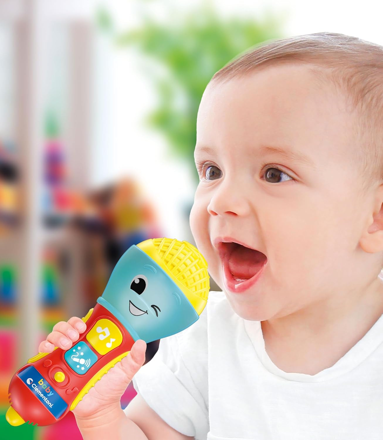 Clementoni - Microfon pentru copii, joc muzical electronic pentru copilăria timpurie, jucărie 10-36 luni, centru de activitate cu lumină și sunete, 17931 Jucarii Bebe Naty Shop