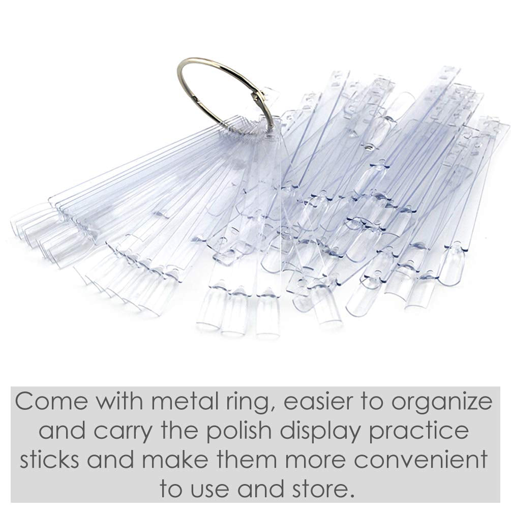 150 Stück Nail Art Tips Ring Stick,  Transparent Farbe Karte Platten Nagellack Display Ring Sticks, Nagel Salon Übungen Display Nail Tips