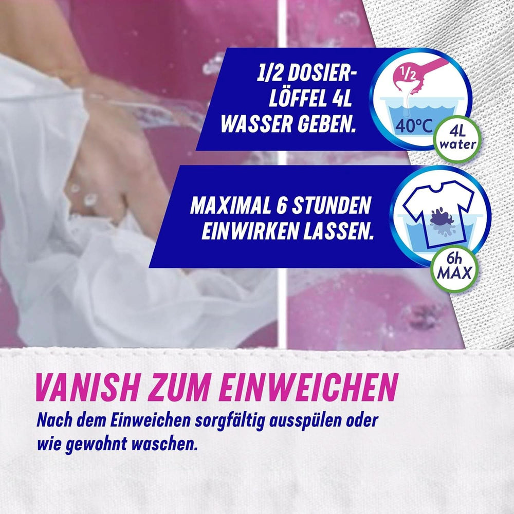 Vanish Oxi Action Powerwhite Pulver – 1 x 1,125 kg – Fleckenentferner und Wäscheverbesserungspulver ohne Chlor – für weiße Wäsche. Waschmittel Naty Shop