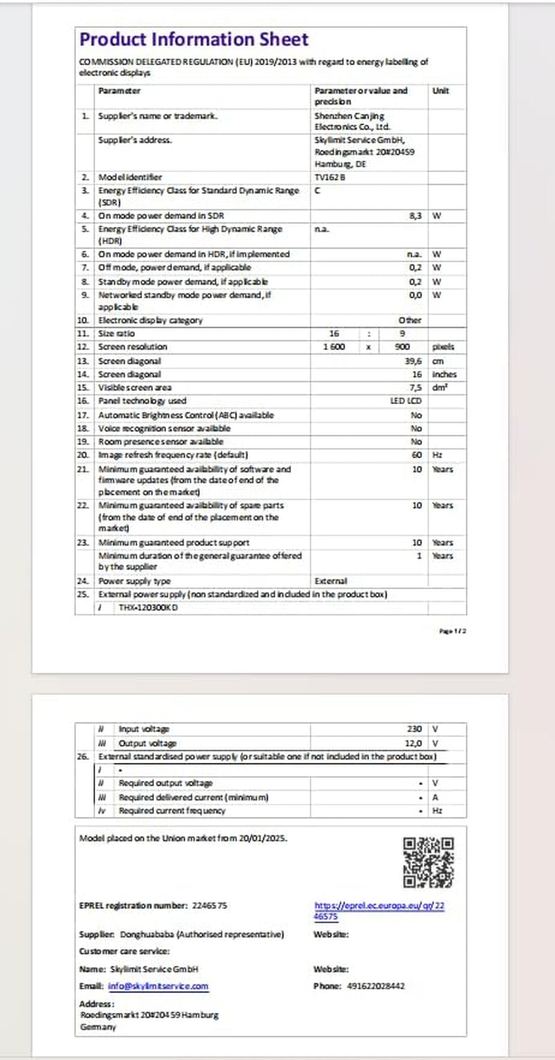 Mini televizor DESOBRY de 16 inci cu DVD player integrat, suport pentru mini televizor 1080p, antenă, HDMI, AV, intrare USB, televizor de 12V pentru camping/autorulote/caravane/autorulote