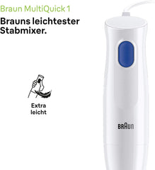 Braun Stabmixer MQ10.001M Multiquick 1 - Extra Light Pürierstab Mit Edelstahl-Mixfuß Und Easytwist System, Inkl. 600 ml Mix- & Messbecher, 450 Watt, Weiß Mutter und Kind Naty Shop