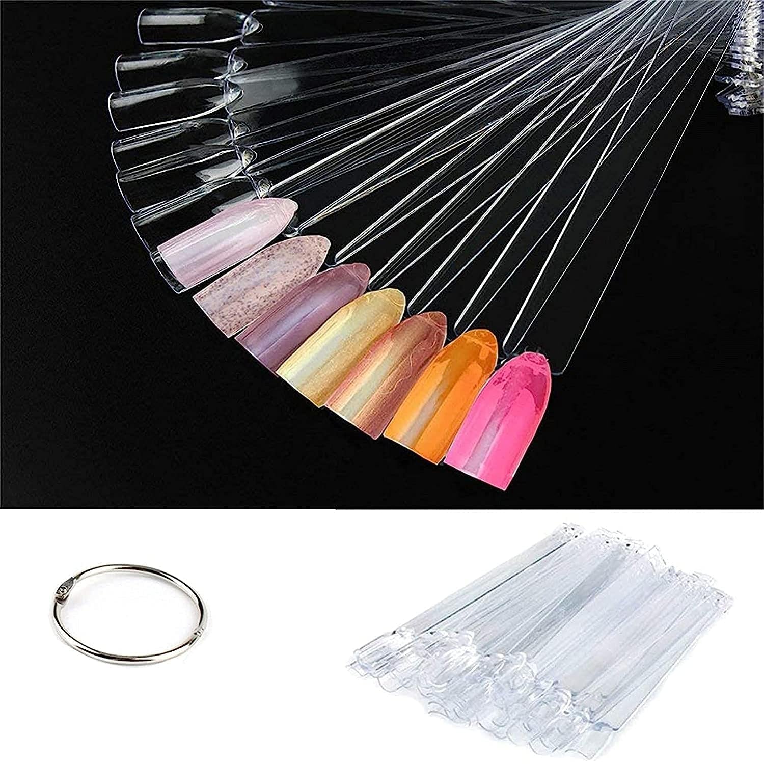 Display pentru unghii, 40 de bețișoare pentru ojă artificială, capsule, evantai practic, nail art