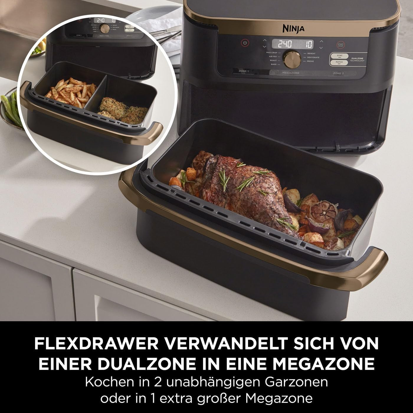 Ninja Foodi Flexdrawer Zweizonen-Luftfritteuse, AF500EUCP Appliances Naty Shop