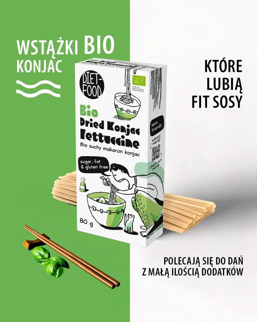 Fettuccine Konjac Shirataki Organic 80g – Conținut scăzut de calorii și carbohidrați, fără gluten, conținut scăzut de carbohidrați, potrivit pentru dietele keto, cu făină de tapioca