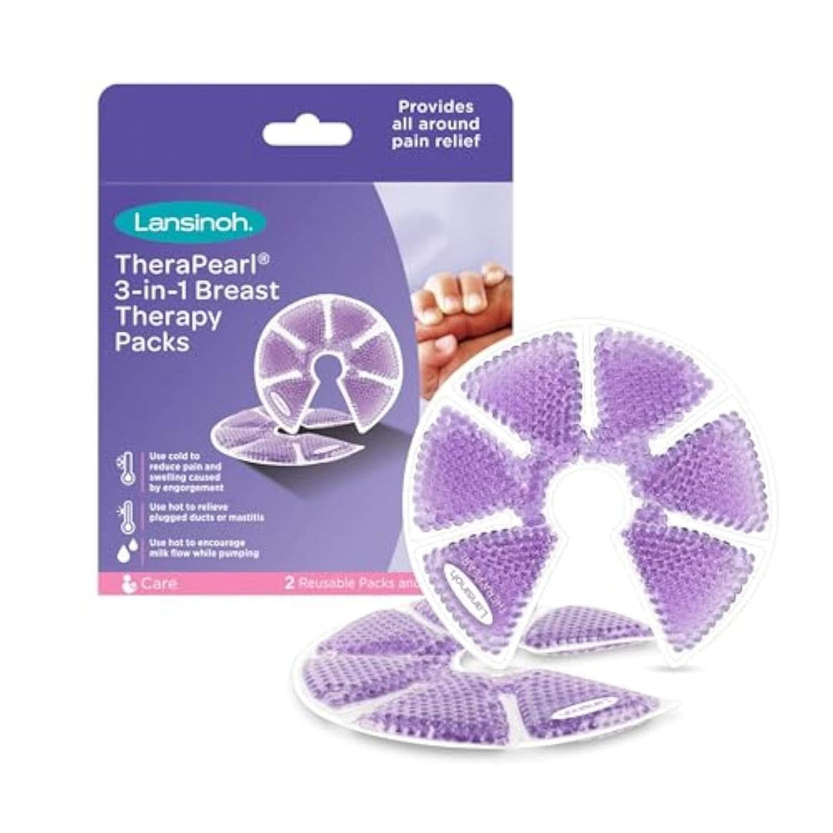 Lansinoh Therapearl 3-in-1-Brusttherapie für stillende Mütter, Wärme- und Kältetherapie, hilft bei Milchstau, Mastitis und verstopften Milchgängen, wiederverwendbare Lebensmittel und Stillzubehör, Bebe Naty Shop