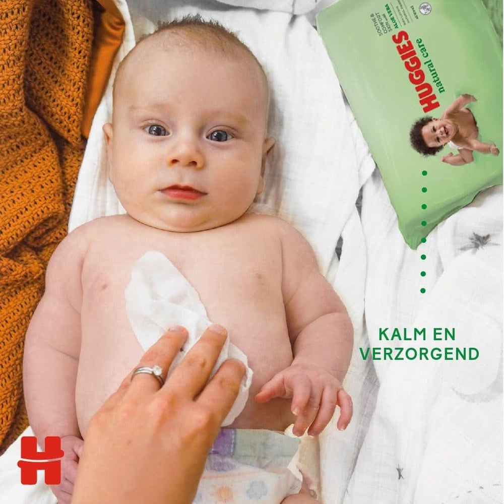 Huggies® Natural Care Baby-Feuchttücher, 10 x 56 Tücher, hergestellt aus Hautpflegefasern für eine gesunde Haut, angereichert mit Aloe Vera Baby-Feuchttücher Naty Shop