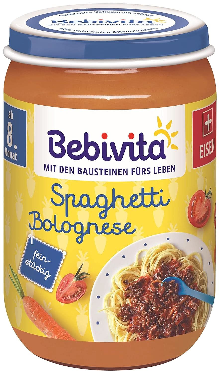 Menüs ab 8 Monaten Spaghetti Bolognese, 6er-Pack (6 x 220 Gramm), mittelgroß Mutter und Kind Naty Shop