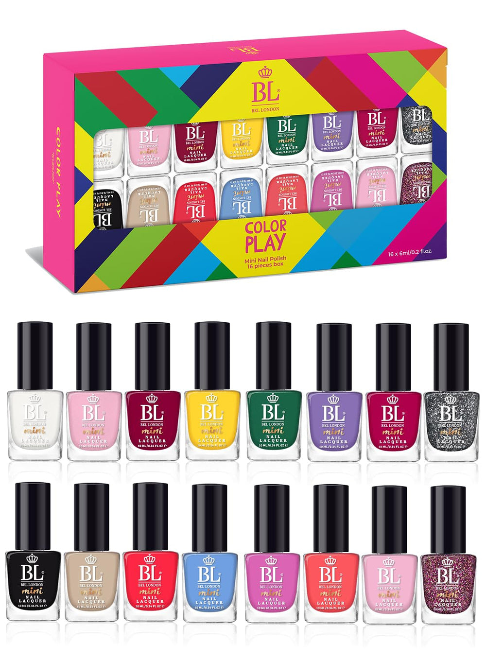 Bel London Urban Legend - Set de ojă cu uscare rapidă - Set de ojă non-toxice, ecologice și normale, fără lumină UV, pentru o manichiură perfectă acasă, 6 culori