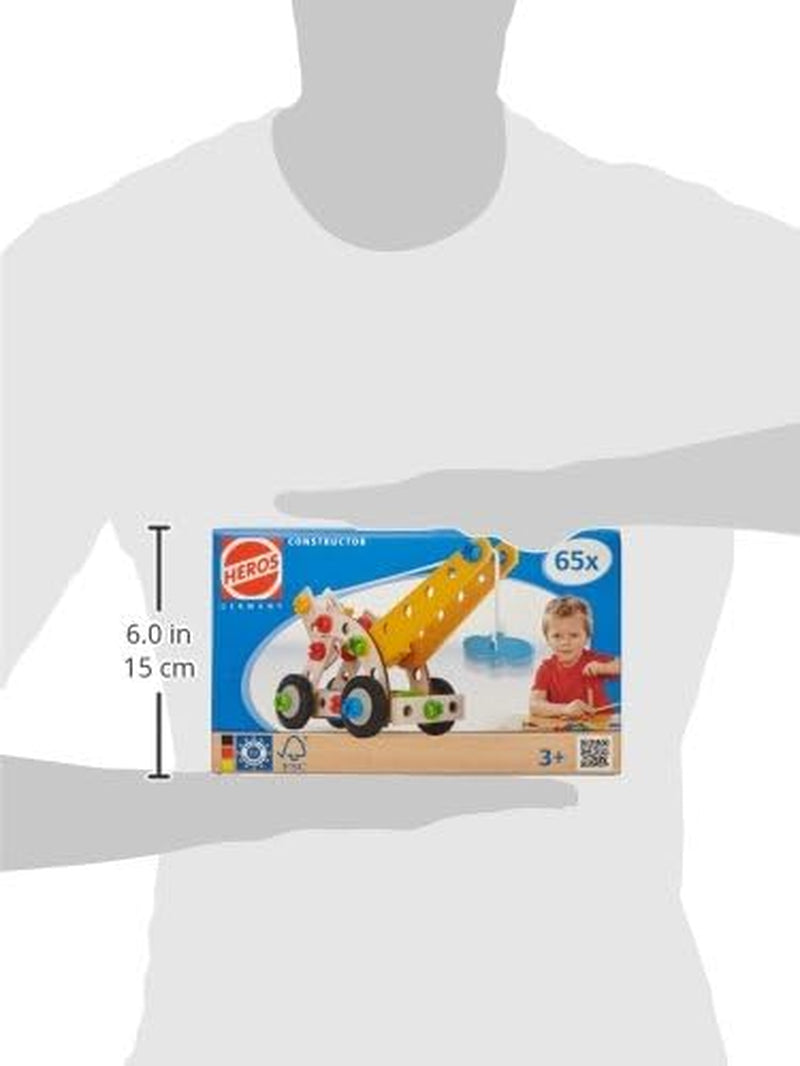 Eichhorn - 100039022 - Constructor Kranwagen, 70-teilig, Holzspielzeug-Konstruktionsset, 4 Verschiedene Modelvarianten baubar, Holzbaukasten, Motorikspielzeug ab 3 Jahren