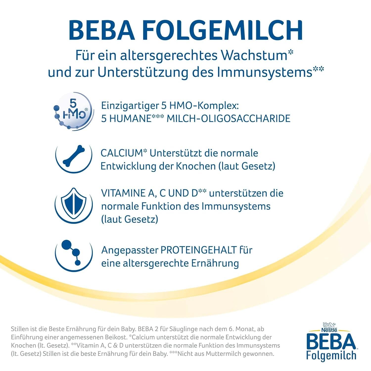 Nestle BEBA 2 Folgemilchpulver nach 6 Monaten, mit Komplex 5 HMO, nur Laktose, ohne Palmöl, 3er Pack (3 X 800G) Mutter und Kind Naty Shop