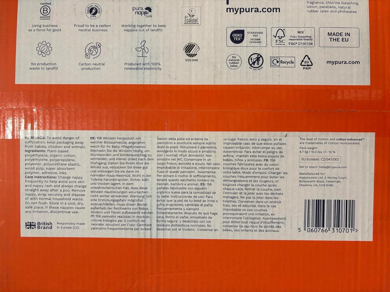 Scutece Eco Baby - Mărimea 3 (4-9 kg), 1 pachet (26 scutece), scutece ultra-moi pentru piele sensibilă, bumbac organic, protecție împotriva scurgerilor de până la 12 ore, ghid de mărimi nou