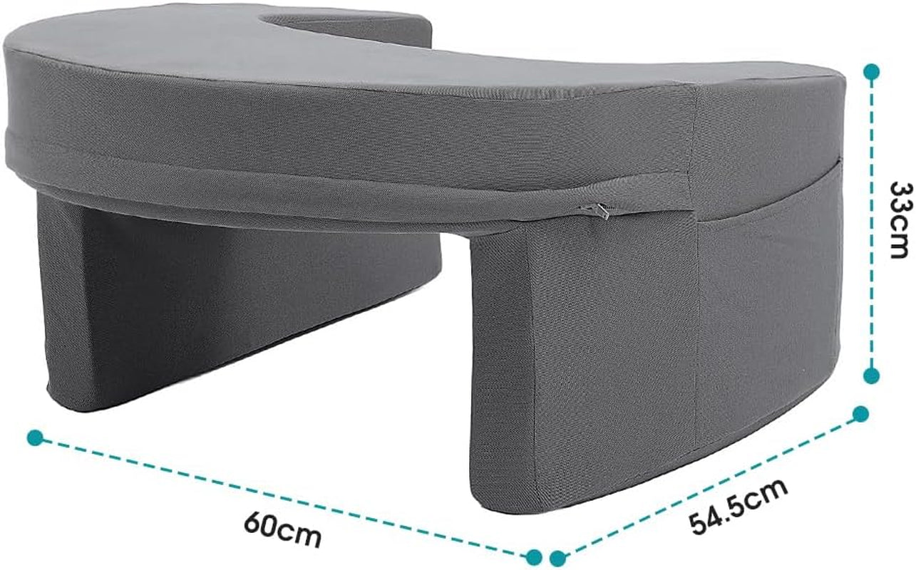 Pernă de citit pentru pat și canapea, pernă de poală pentru gaming, pernă de poală pentru laptopuri, pernă de gaming cu brațe și buzunar lateral, pentru adulți care se joacă, citesc, se uită la televizor, se joacă pe canapea