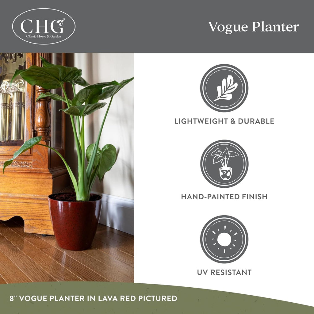 Ghivece de plante Vogue clasice pentru casă și grădină, cu finisaj ceramic de calitate, ghivece de flori moderne pentru utilizare în interior/exterior, jardiniere de verandă rezistente la UV, ghiveci decorativ pentru flori/ierburi (20,3 cm, verde salcie)