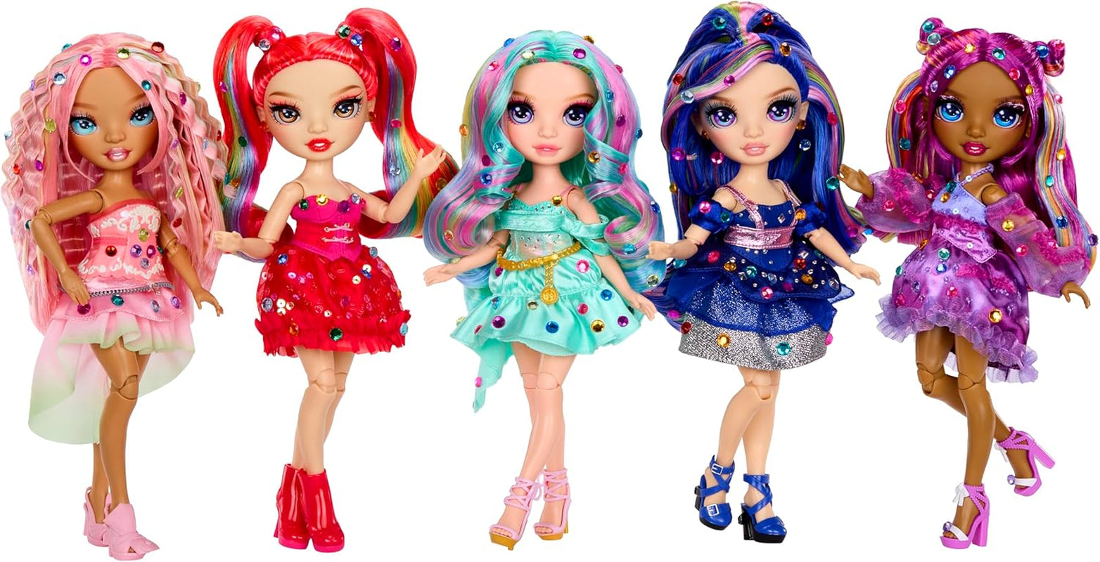 Rainbow High Be Dazzling – Genevieve Bleue – Păpușă de modă albastră, 28 cm, cu unealtă de decorat, pietre prețioase strălucitoare și accesorii de styling