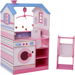 Olivia'S Little World Teamson Kids 18 Zoll Babypuppen Holzpuppenhaus Doppelseitiges Kinderzimmer TD-11460W Puppenhäuser Naty Shop Wickeltisch