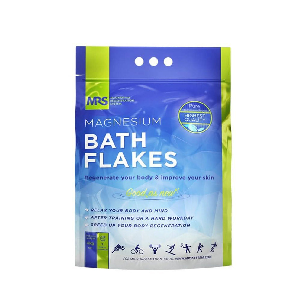 MRS 100 % natürliche Magnesiumchlorid-Flocken – ideales Badesalz für ein Fußbad, Vollbad und gegen Magnesiummangel – 4 kg Dusche und Bad Naty Shop