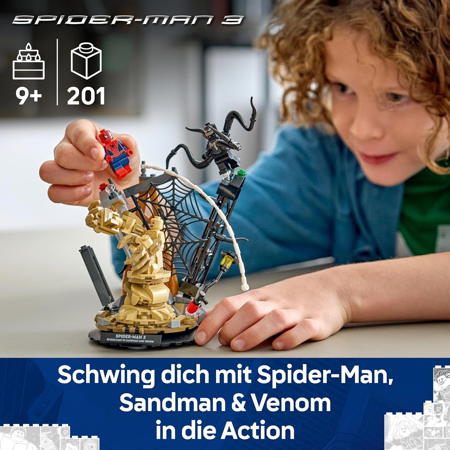 LEGO | Marvel Großer Showdown: Spider-Man vs. Sandman - Spiderman Spielzeug mit 3 Minifiguren - Spider Man, Venom und Sandma - Kinder Geschenk für Jungen ab 9 Jahren, Mädchen und Fans - 76334