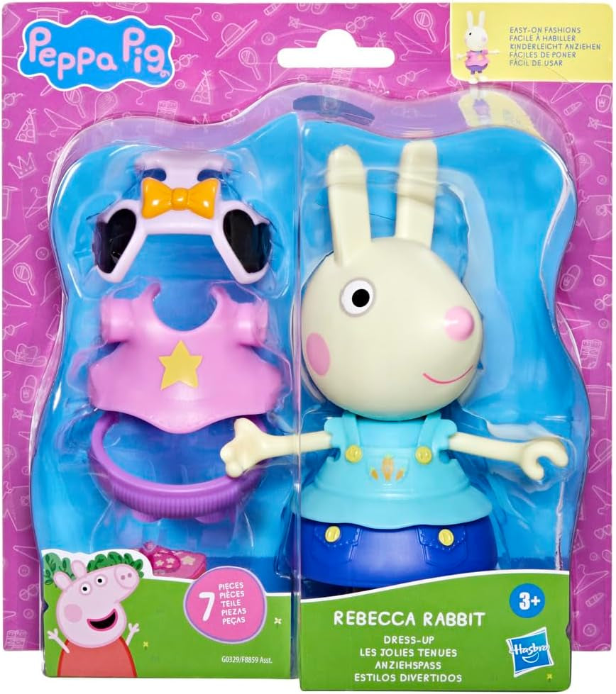 Peppa Pig Luisa Löffel Anziehspaß Figur, 15 cm große Puppe für Mädchen mit Accessoires und Kleidung zum Anziehen, interaktives Spielzeug-Set für Kleinkinder ab 3 Jahren