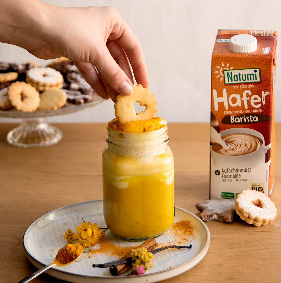 Natumi Bio Hafer Barista, 8 x 1L – Laktosefrei, Aufschäumbar, Barista-Style, Bio, Hergestellt mit deutschem Hafer, Vegan, Milchfreie milchfreie Alternative