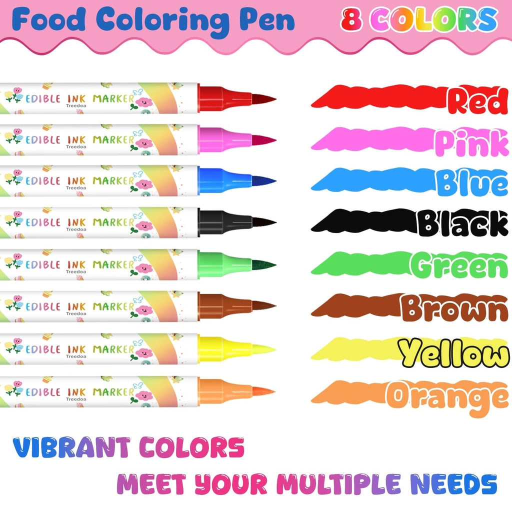 Pixuri colorante alimentare, 8 bucăți de pixuri alimentare cu vârfuri moi pentru linii groase și subțiri, pixuri alimentare pentru copt, pixuri comestibile pentru prăjituri, fursecuri, fondant, alimente