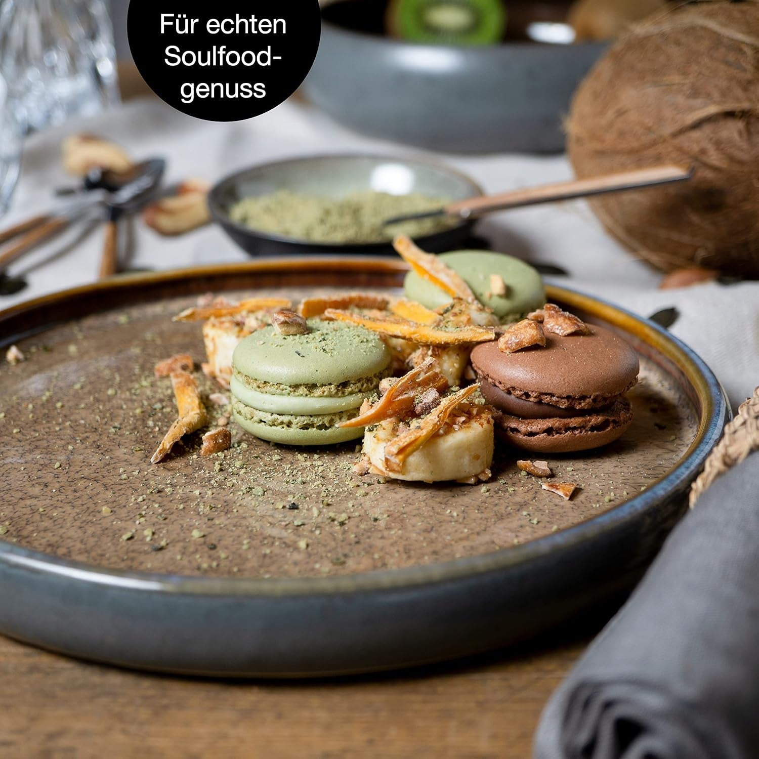 Moritz & Moritz SOLID 36-tlg Steinzeug Geschirr Set 12 Personen - Geschirrset 12 Personen aus je 12 Dinner Teller, Kleine Teller, Tiefe Teller