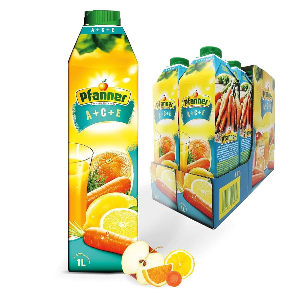 Pfanner Erdbeer-Fruchtnektar (8 x 1 Liter) – 30 % Fruchtanteil – Erdbeergetränk Naty Shop A+C+E