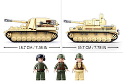 Sluban Klemmbausteine SL95565, WWII - Deutscher Panzer [M38-B0693], Spielset, Klemmbausteine, Soldaten, mit Spielfigur, Army WWII, Multi Color