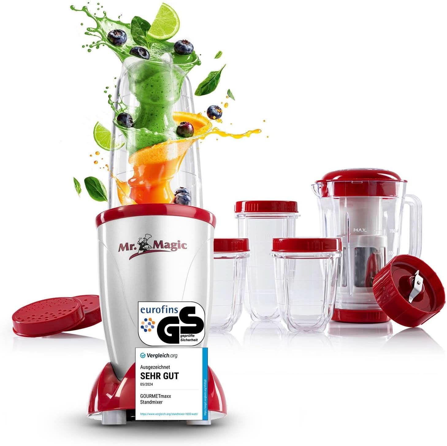 Gourmetmaxx Mr Magic Blender, Smoothie Maker mit XXL Naty Shop Zubehörpaket
