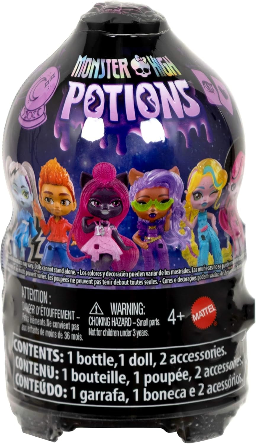 Monster High Zaubertränke Kristallkugel-Minipuppen, ca. 8 cm große Überraschungsfiguren mit Water Reveal, Talismanen und Schicksalskarte (Figuren können abweichen), JCX99