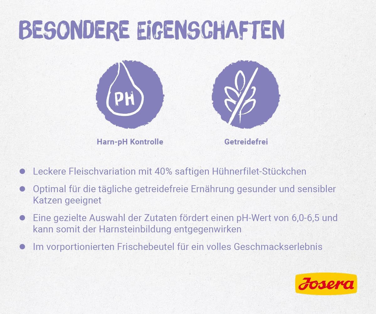 JOSERA File de pui și vițel (16 x 70 g) | Adult | Hrană umedă premium pentru pisici adulte | Pui și vițel cu 40% file de pui | Fără cereale | Hrană umedă pentru pisici într-o pungă de prospețime | Pachet de 16