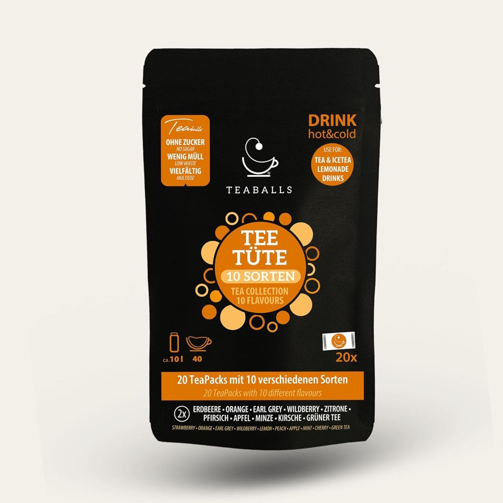 TEABALLS - Set de 3 POWER TEA MIX - ZMEURĂ, ENERGIE, CIREȘE Pentru aproximativ 120 de cești de ceai