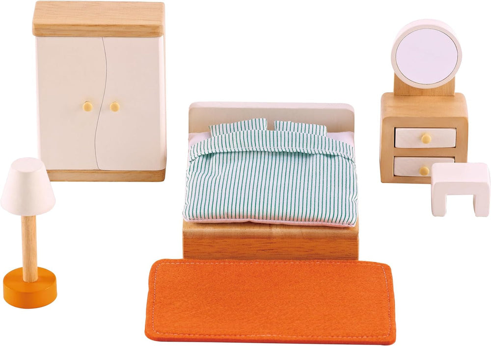 Hape E3459 – Kinderzimmer, kleines Puppenhaus Naty Shop Schlafzimmer