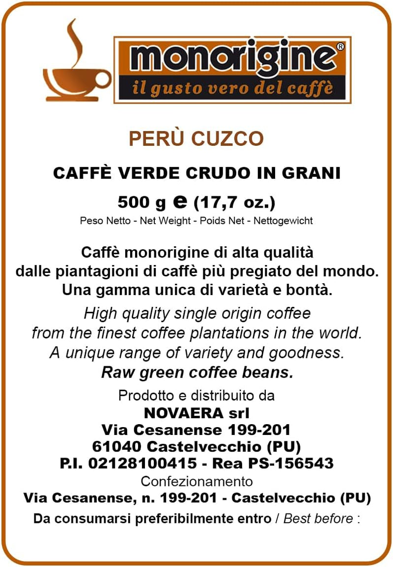 Boabe de cafea verde Arabica Perù Cuzco - 500 gr