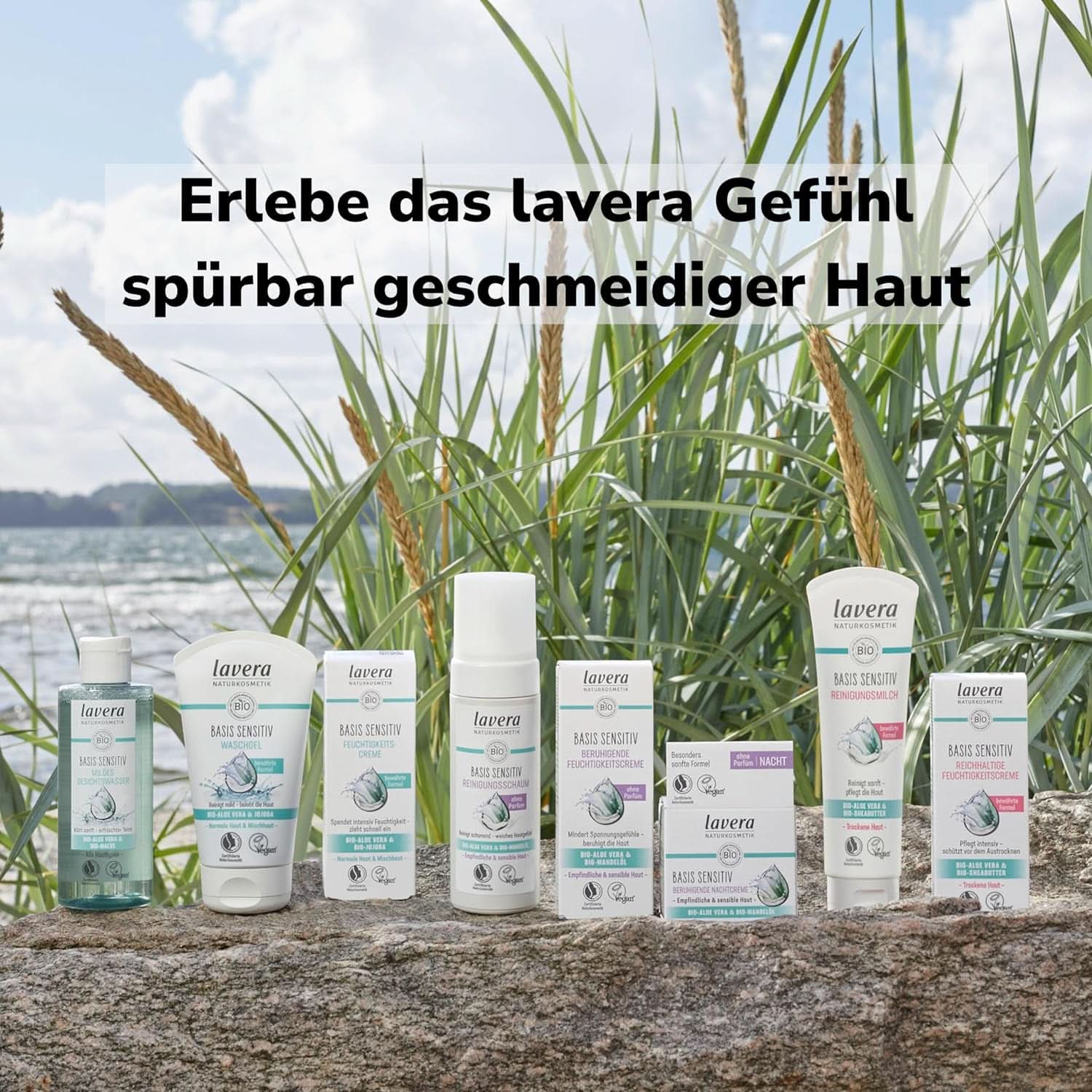 Lavera Basis Sensitiv, îngrijire intensivă pentru pielea uscată cu Aloe Vera si ulei de migdale, 150 ml Naty Shop