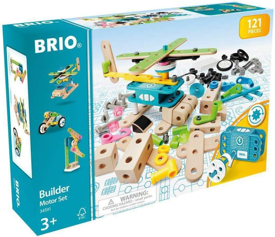 BRIO Builder 34591 Motor-Konstruktionsset 120 TLG. - Set mit Motor zum Konstruieren von Hubschraubern, Autos und beweglichen Objekten Builder Konstruktionssystem - Für Kinder ab 3 Jahren