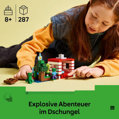 LEGO Minecraft Das TNT-Dschungelhaus - Gamer Spielzeug für Kinder - Interaktives Spielset mit Boot, Steve-, Creeper- und Zombie Minifiguren - Gaming Geschenk für Mädchen & Jungen ab 8 Jahren - 21275