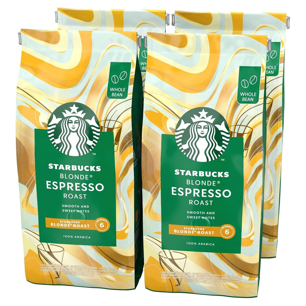 STARBUCKS Pike Place Roast, mittlere Röstung, ganze Kaffeebohnen Naty Shop Coffee Blonde Espresso Roast 4 x 450 Gramm